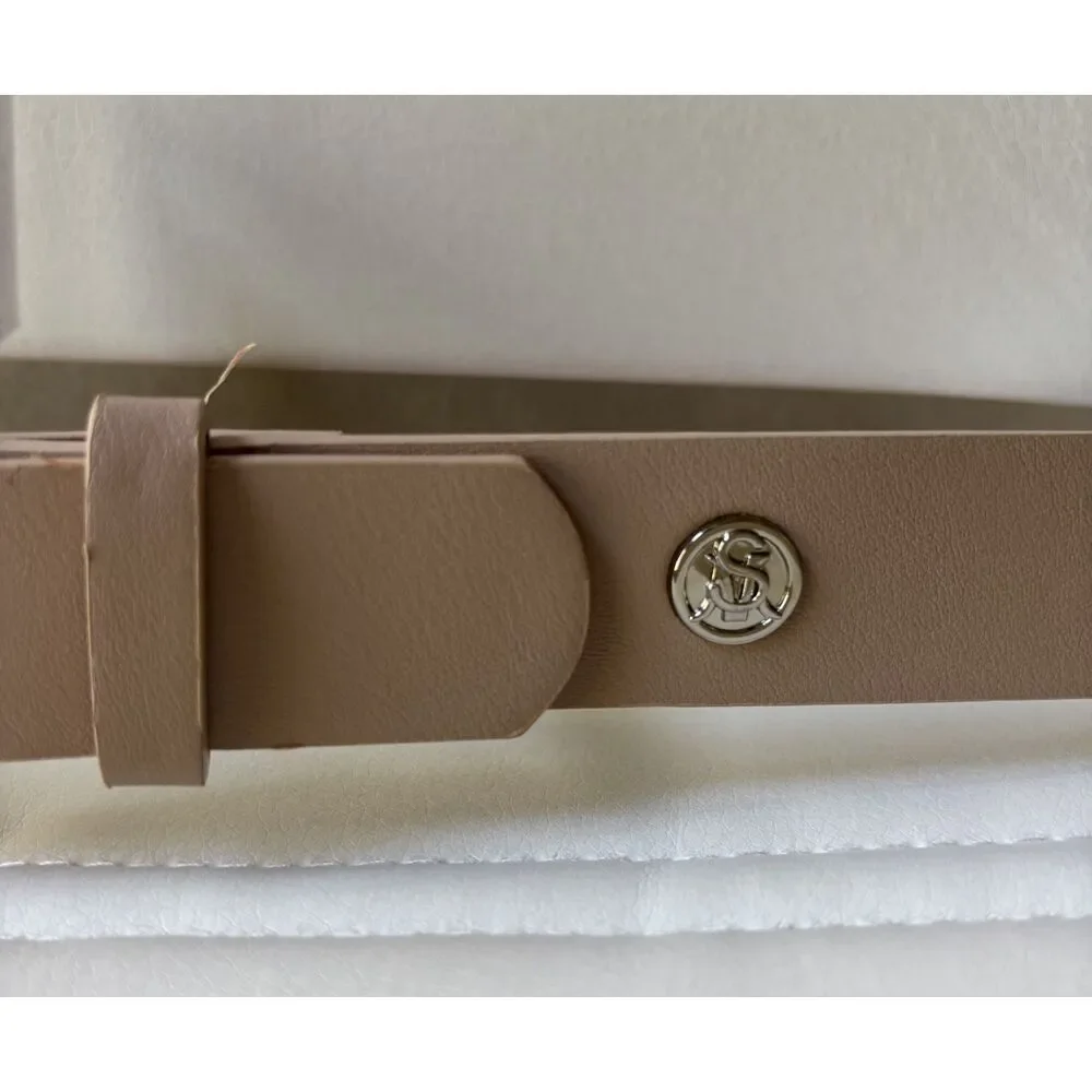 Steve Madden Women's Small Chocolate Brown Faux Leather Belt Silver Buckle NWT